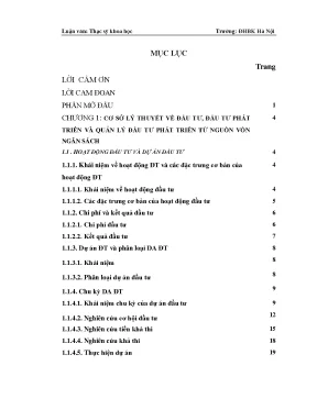 Luận văn phân tích và đề xuất một số giải pháp hoàn thiện công tác quản lý đầu tư phát triển từ nguồn vốn ngân sách của huyện thanh thủy tỉnh phú thọ