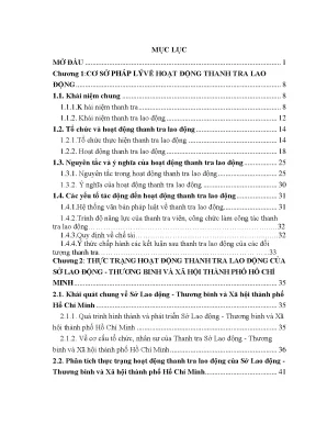 Luận văn hoạt động thanh tra lao động của sở lao động thương binh và xã hội thành phố hồ chí minh