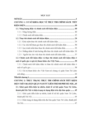 Luận văn thực thi chính sách tiết kiệm điện trên địa bàn quận nam từ liêm thành phố hà nội