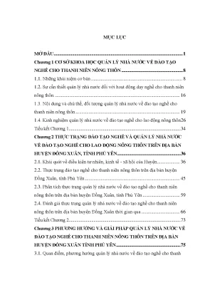 Luận văn quản lý nhà nước về đào tạo nghề cho thanh niên nông thôn trên địa bàn huyện đồng xuân tỉnh phú yên