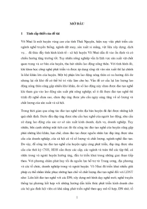 Luận văn nâng cao chất lượng đào tạo nghề cho lao động nông thôn tại huyện võ nhai tỉnh thái nguyên