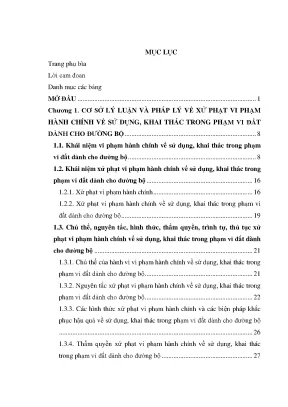 Luận văn xử phạt vi phạm hành chính về sử dụng khai thác trong phạm vi đất dành cho đường bộ tại quận 1 thành phố hồ chí minh