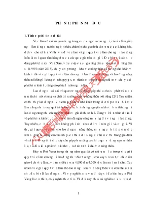 Luận văn việc làm cho lao động nữ nông thôn huyện phú vang tỉnh thừa thiên huế