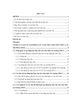 Luận văn tạo động lực làm việc cho viên chức các trường trung học cơ sở trên địa bàn quận 1 thành phố hồ chí minh