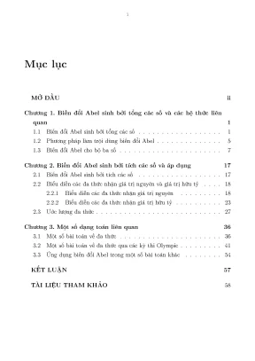 Luận văn các đồng nhất thức abel và áp dụng