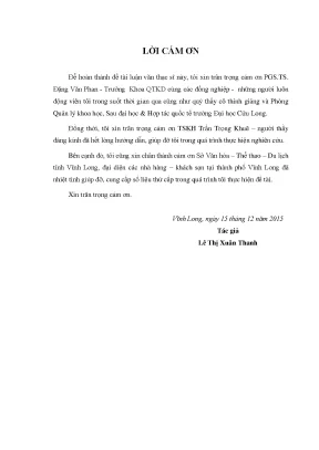Luận văn xây dựng chiến lược phát triển hệ thống nhà hàng khách sạn thành phố vĩnh long giai đoạn 2016 202