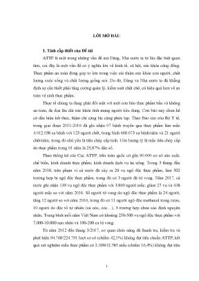 Luận văn tổ chức và hoạt động của thanh tra an toàn thực phẩm ban quản lý an toàn thực phẩm thành phố hồ chí minh