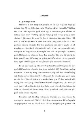 Luận văn giải quyết khiếu nại hành chính trên địa bàn tỉnh đắk lắk