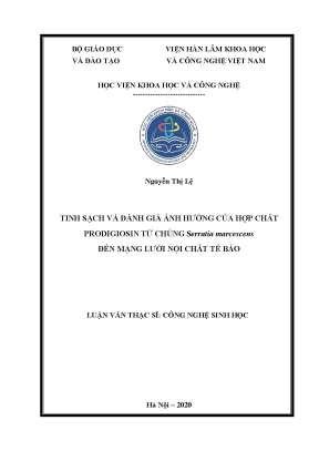 Luận văn tinh sạch và đánh giá ảnh hưởng của hợp chất prodigiosin từ chủng serratia marcescens đến mạng lưới nội chất tế bào
