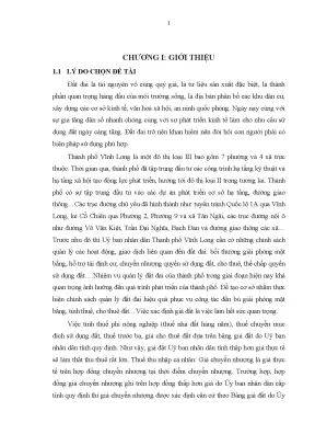 Luận văn phân tích các yếu tố ảnh hưởng đến giá đất ở trên địa bàn thành phố vĩnh long