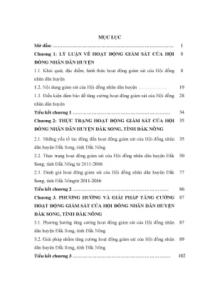 Luận văn tăng cường hoạt động giám sát của hội đồng nhân dân huyện đắk song tỉnh đắk nông