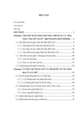 Luận văn tuyển tập trinh tiết và đặc trưng truyện ngắn akutagawa ryunosuke