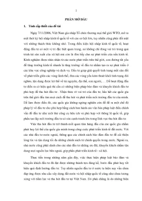 Luận văn bảo đảm và khuyến khích đầu tư theo luật đầu tư