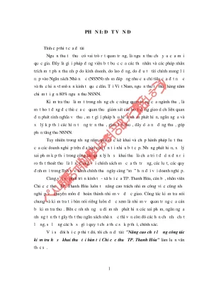 Luận văn nâng cao chất lượng công tác kiểm tra hồ sơ khai thuế tại bàn tại chi cục thuế tp thanh hoá
