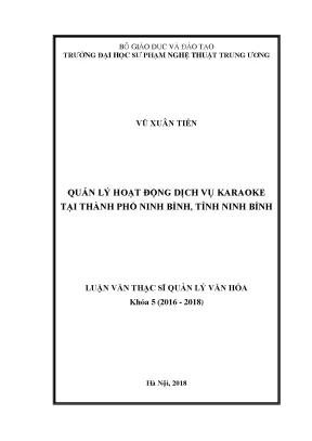 Luận văn quản lý hoạt động dịch vụ karaoke tại thành phố ninh bình tỉnh ninh bình