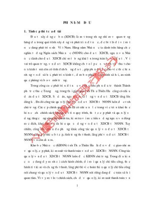 Luận văn quản lý vốn đầu tư xây dựng cơ bản từ nguồn ngân sách nhà nước qua kho bạc nhà nước tỉnh thừa thiên huế