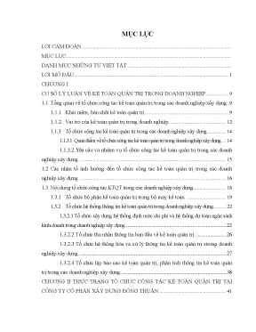 Luận văn tổ chức công tác kế toán quản trị tại công ty cổ phần xây dựng đồng thuận