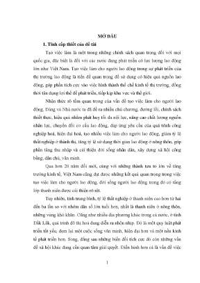 Luận văn một số giải pháp tạo việc làm cho người lao động tỉnh đắk lắk