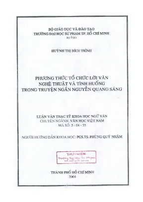 Luận văn phương thức tổ chức lời văn nghệ thuật và tình huống trong truyện ngắn nguyễn quang sáng
