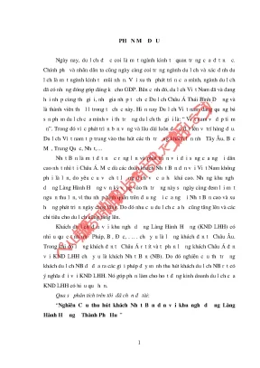 Luận văn nghiên cứu thu hút khách nhật bản đến với khu nghỉ dưỡng làng hành hương ở thành phố huế