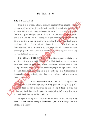 Luận văn xây dựng chiến lược kinh doanh của công ty tnhh mtv cấp nước tiền giang