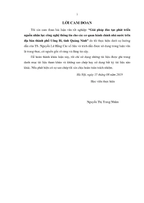 Luận văn giải pháp đào tạo phát triển nguồn nhân lực công nghệ thông tin cho các cơ quan hành chính nhà nước trên địa bàn thành phố uông bí tỉnh quảng ninh