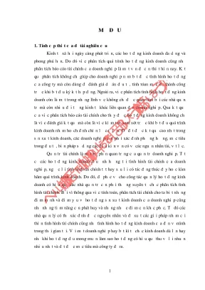 Luận văn phân tích tài chính tại công ty cổ phần tổng công ty thương mại quảng trị