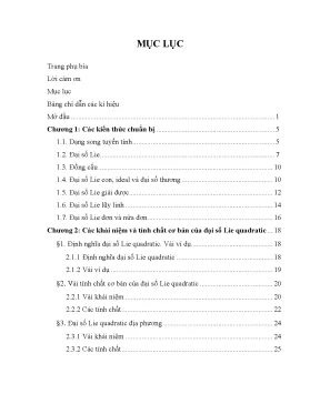 Luận văn đại số lie quadratic số chiều thấp