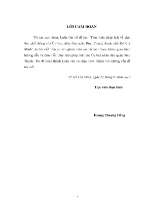 Luận văn thực hiện pháp luật về giáo dục phổ thông của ủy ban nhân dân quận bình thạnh thành phố hồ chí minh