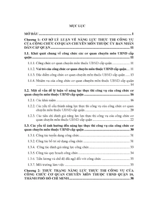 Luận văn năng lực thực thi công vụ của công chức cơ quan chuyên môn thuộc ủy ban nhân dân quận 10 thành phố hồ chí minh