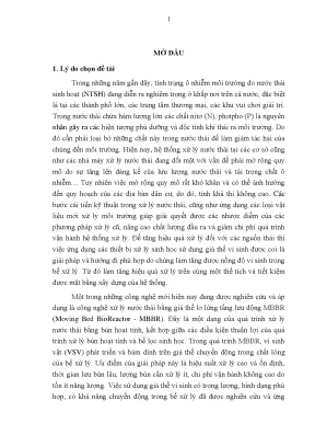 Luận văn phân tích hàm lượng photphat và một số hợp chất của nitơ trong hệ xử lý nước thải sử dụng giá thể vi sinh chuyển động mbbr