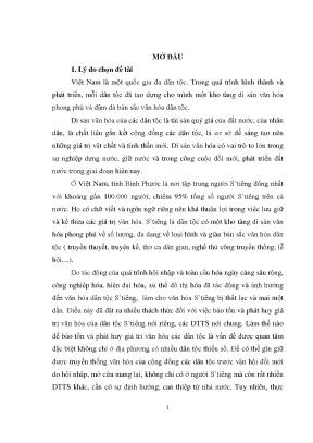 Luận văn quản lý nhà nước về bảo tồn và phát huy văn hóa dân tộc stiêng trên địa bàn tỉnh bình phước