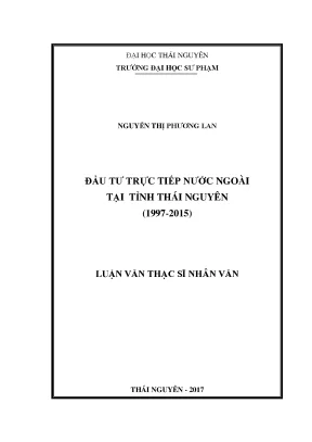 Luận văn đầu tư trực tiếp nước ngoài tại tỉnh thái nguyên 1997 2015