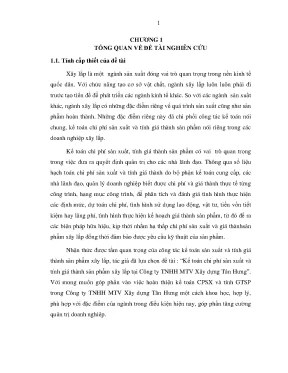 Luận văn kế toán chi phí sản xuất và tính giá thành sản phẩm xây lắp tại công ty tnhh mtv xây dựng tân hưng