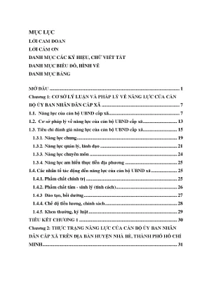 Luận văn năng lực cán bộ ủy ban nhân dân cấp xã huyện nhà bè thành phố hồ chí minh