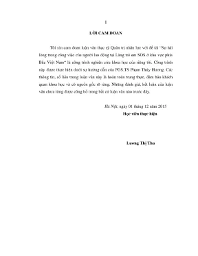 Luận văn sự hài lòng trong công việc của người lao động tại làng trẻ em sos ở khu vực phía bắc việt nam