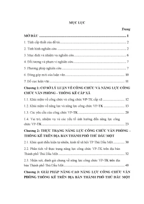 Luận văn năng lực công chức văn phòng thống kê cấp xã trên địa bàn thành phố thủ dầu một tỉnh bình dương