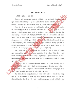 Luận văn thu hút vốn đầu tư vào khu công nghiệp ở tỉnh thừa thiên huế