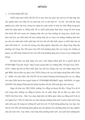 Luận văn một số biện pháp quản lý đào tạo theo giáo trình mới ở khoa tự nhiên trường cđsp bà rịa vũng tàu