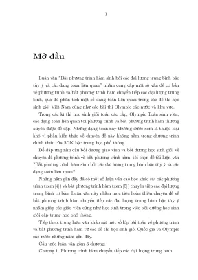Luận văn bất phương trình hàm sinh bởi các đại lượng trung bình bậc tùy ý và các dạng toán liên quan