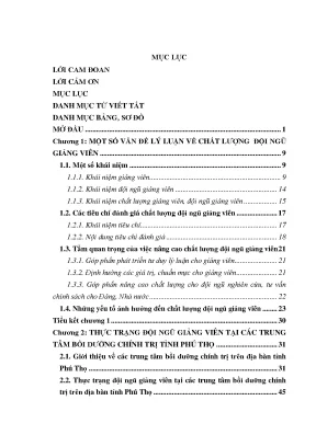 Luận văn chất lượng đội ngũ giảng viên tại các trung tâm bồi dưỡng chính trị tỉnh phú thọ