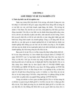Luận văn đánh giá năng lực tài chính các đơn vị tham gia đấu thầu dự án tại ban quản lý dự án đầu tư và xây dựng sở nông nghiệp và ptnt hà nội