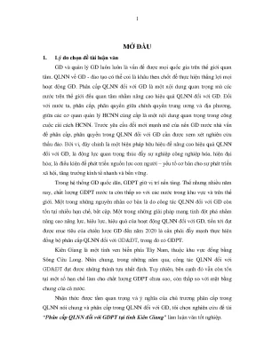 Luận văn phân cấp quản lý nhà nước đối với giáo dục phổ thông tại tỉnh kiên giang
