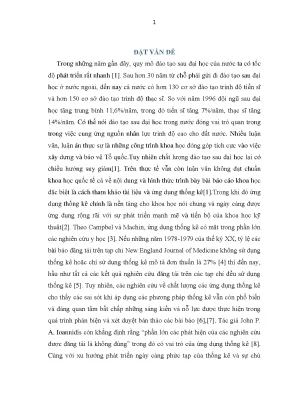 Mô tả thực trạng ứng dụng thống kê trong các luận văn cao học và bác sĩ nội trú của trường đại học y hà nội giai đoạn 2009 2011