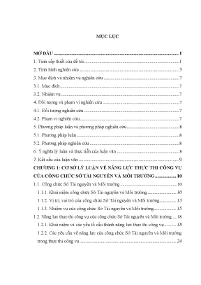 Luận văn năng lực thực thi công vụ của công chức sở tài nguyên và môi trường tỉnh bỉnh dương