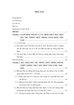 Luận văn mặt trận dân tộc thống nhất trong cách mạng việt nam thời kỳ 1945 1975