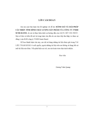 Luận văn đánh giá và giải pháp cải thiện tình hình chất lượng sản phẩm của công ty tnhh sumi hanel