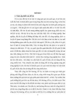 Luận văn bồi thường hỗ trợ tái định cư trong thu hồi đất trên địa bàn huyện sóc sơn thành phố hà nội