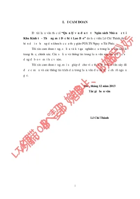 Luận văn quản lý vốn đầu tư từ ngân sách nhà nước tại khu kinh tế thương mại đặc biệt lao bảo