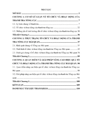 Luận văn tổ chức và hoạt động của thanh tra tổng cục hải quan